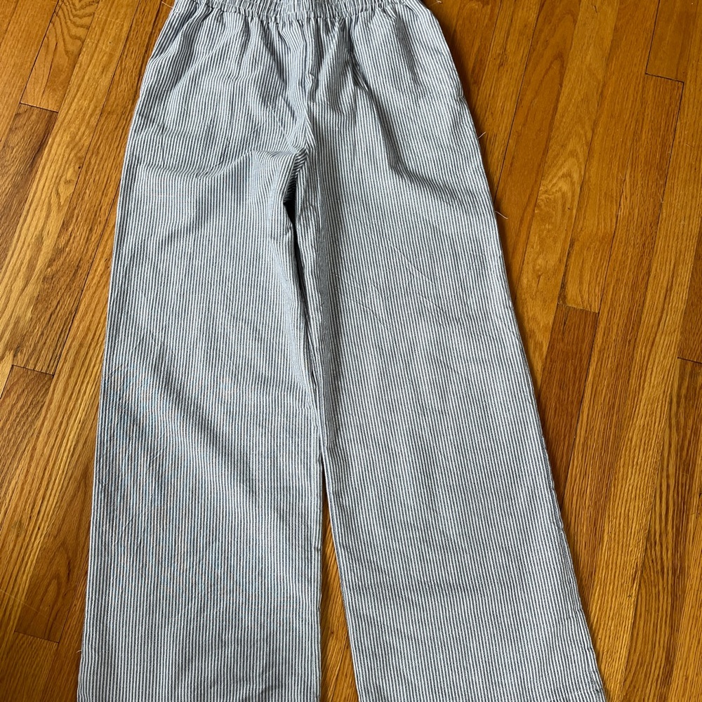 Good Luck Gem Black & White Pinstripe Wide-Leg Pants